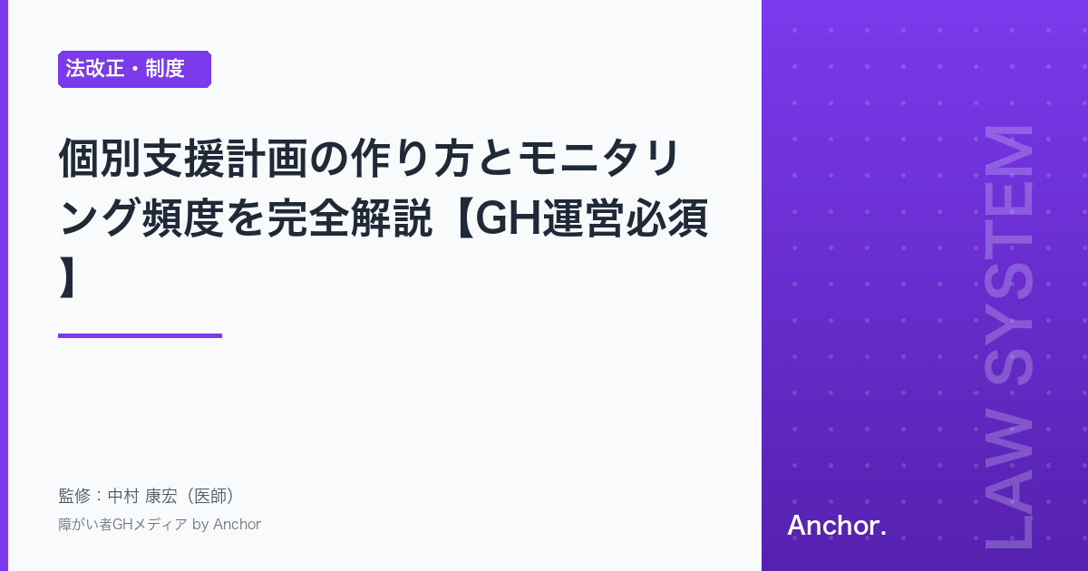 個別支援計画の作り方とモニタリング頻度を完全解説【GH運営必須】